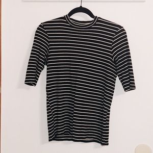 Topshop Striped High Neck Top